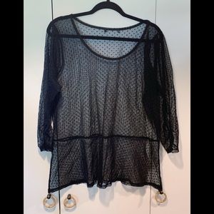 Black Polkadot Peplum Top